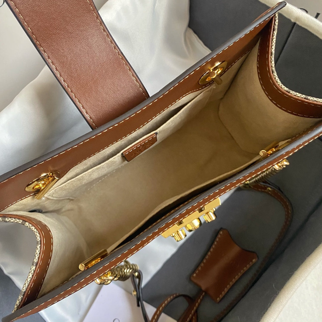Gucci "GG Supreme Padlock Shoulder Bag Brown Leather"