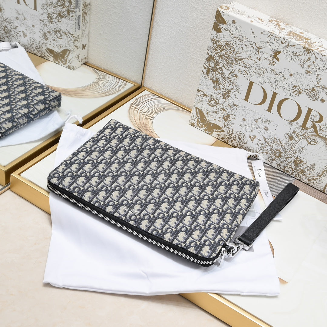 Dior "Oblique Canvas Clutch Bag Cloth"