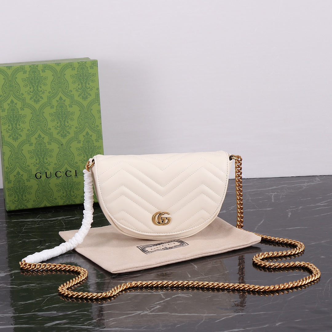 Gucci "Mini GG Marmont Cross Body Bag White"