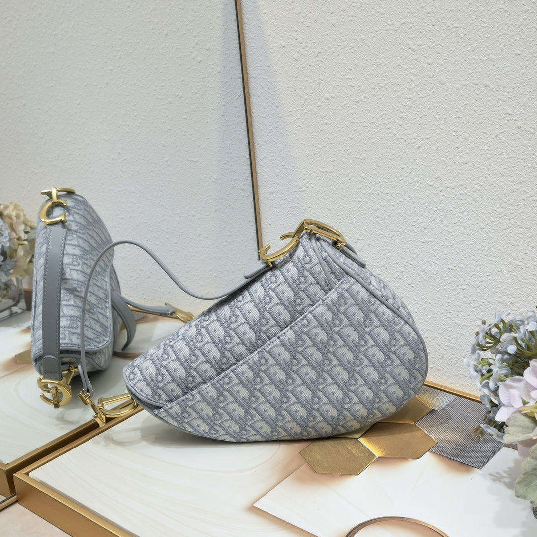 Dior "Grey Oblique Jacquard Saddle Bag"