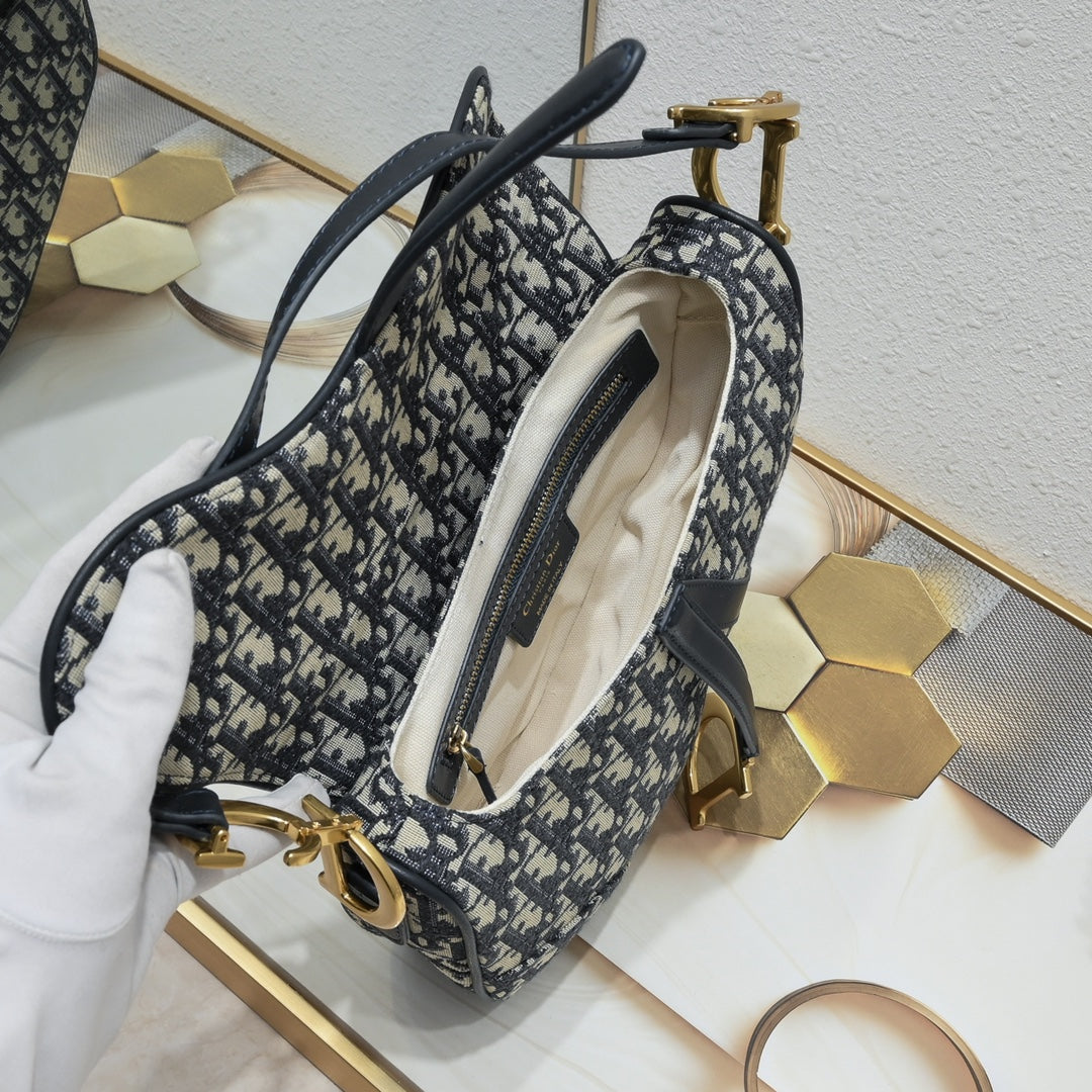 Dior "Blue Oblique Jacquard Saddle Bag"