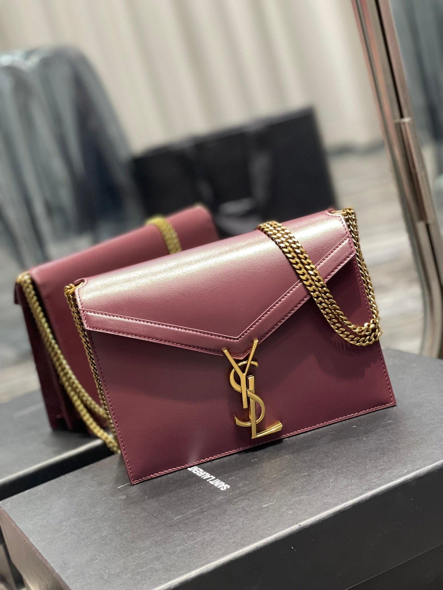 YSL "Cassandra Purple Monogram Crossbody"
