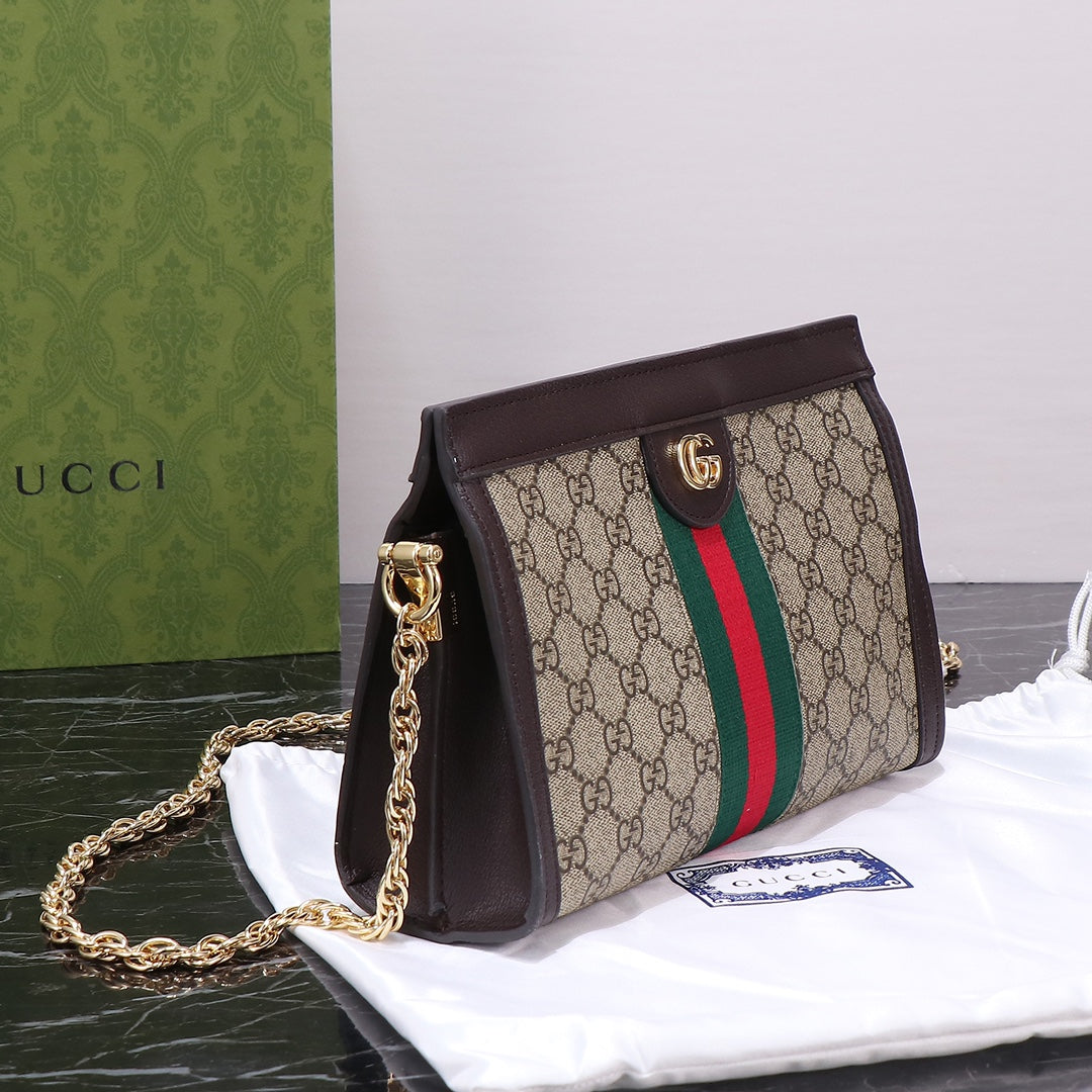 Gucci "Supreme Sherry Line Ophidia Small Chain Shoulder Bag Brown Beige"