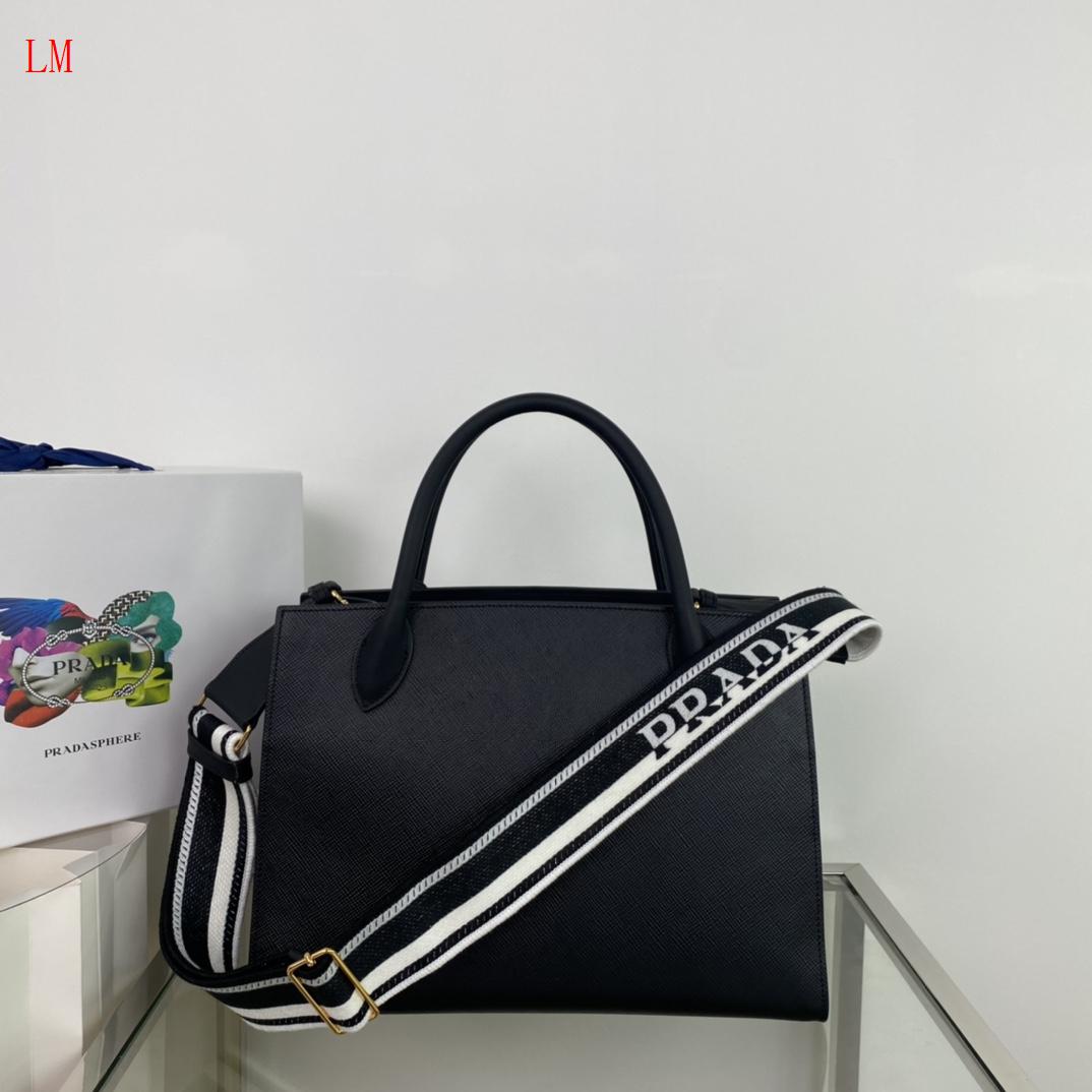 Prada "Black Saffiano Leather Monochrome Tote"