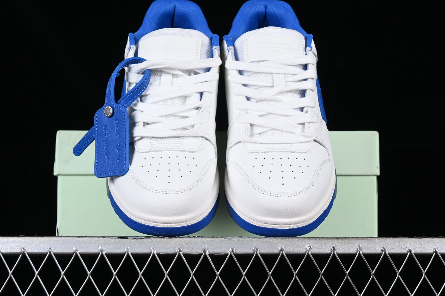 Out of office lace up „White Blue"