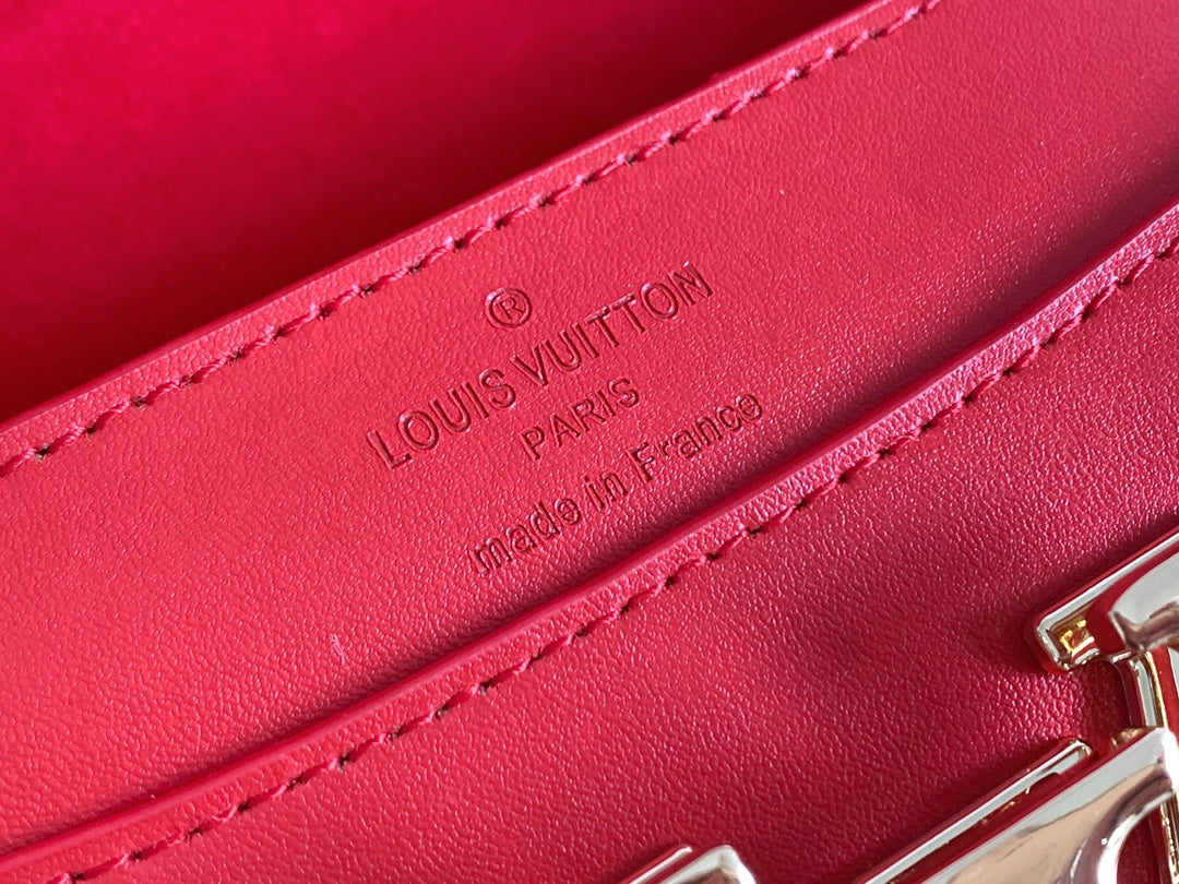 Louis Vuitton "Rouge Calfskin Leather Chain Louise MM Bag"
