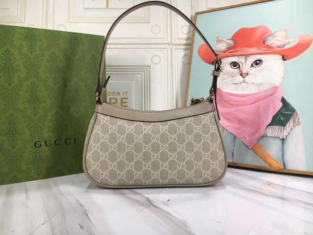 Gucci "ophidia small shoulder bag in beige and white GG"