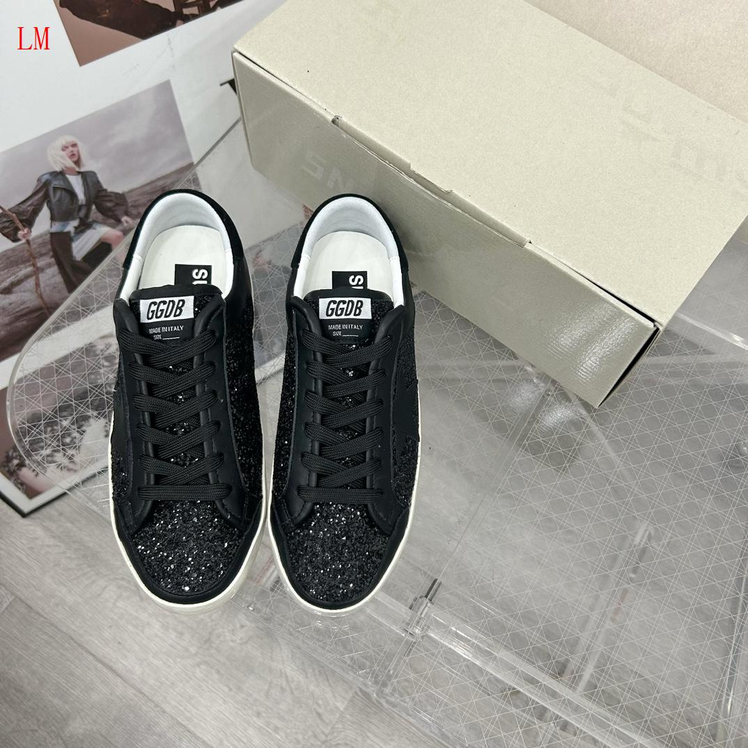 Golden Goose "Black Nappa and glitter with glossy black leather Star"