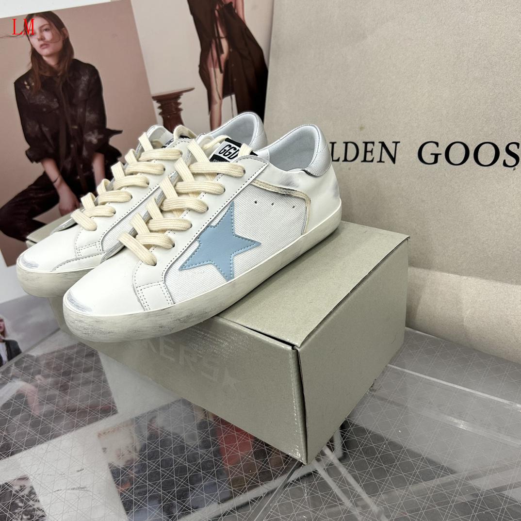 Golden Goose "Light Blue Star and Silver Leather Heel Tab"