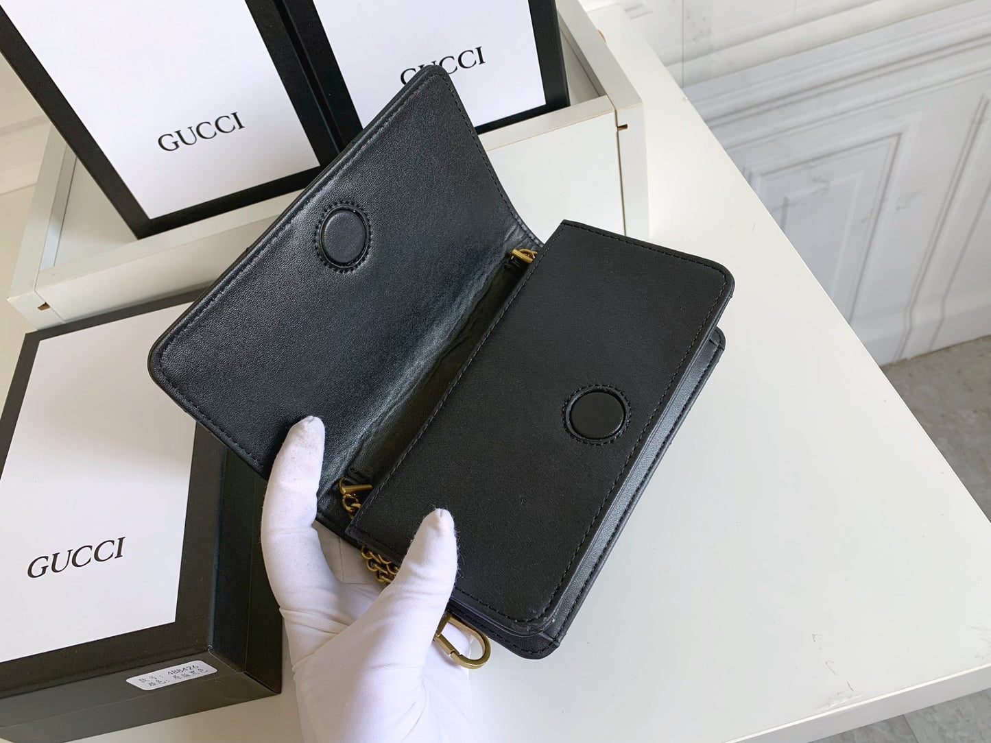 Gucci "Calfskin Matelasse GG Marmont Mini Bag Black"