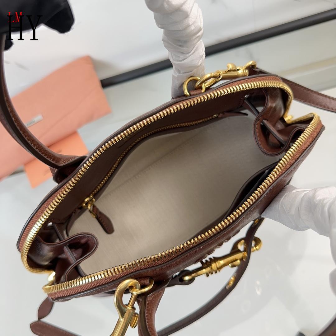 Miu Miu "Black Aventure Leather Top Dark Brown"