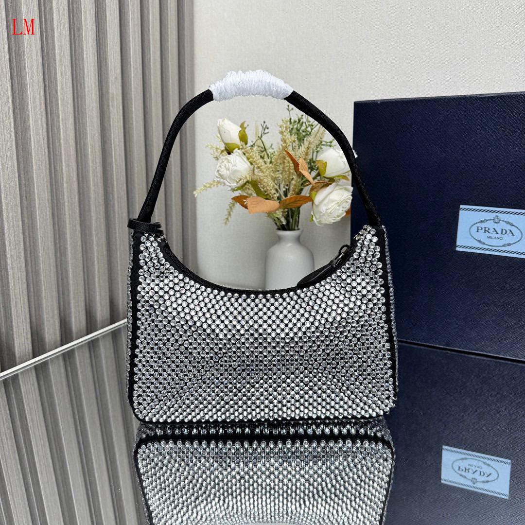 Prada "Crystal Re-Edition Satin mini-bag with Crystals"