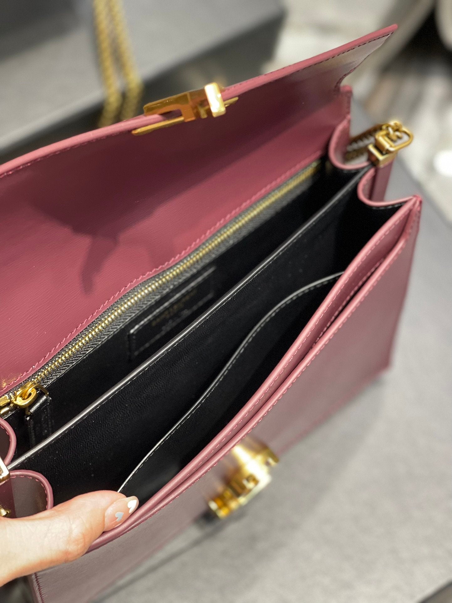 YSL "Cassandra Purple Monogram Crossbody"