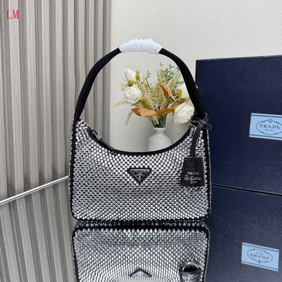 Prada "Crystal Re-Edition Satin mini-bag with Crystals"