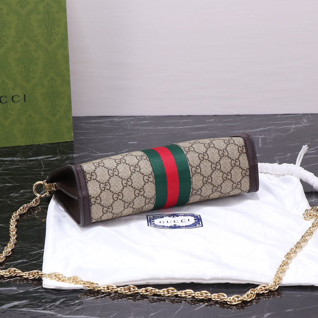 Gucci "Supreme Sherry Line Ophidia Small Chain Shoulder Bag Brown Beige"