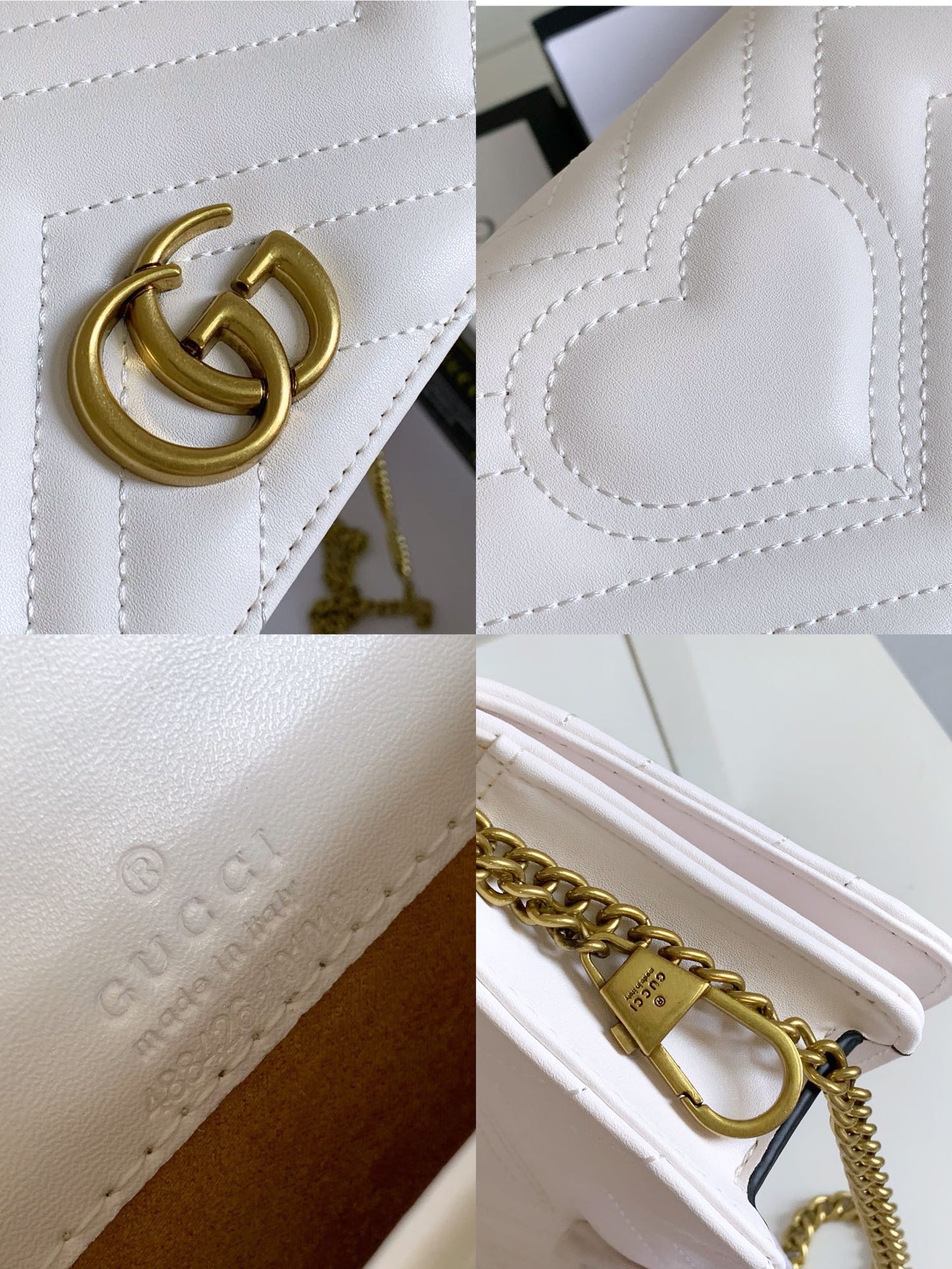 Gucci "Calfskin Matelasse GG Marmont Mini Bag White"