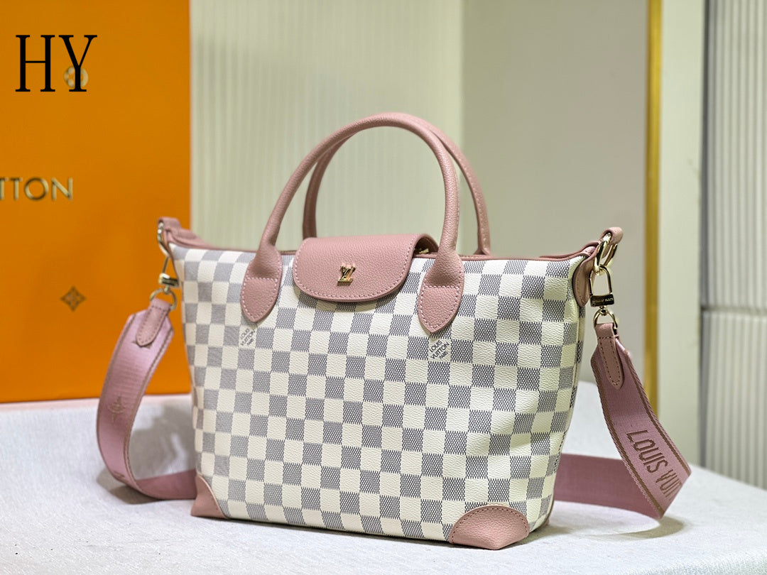 Louis Vuitton "Damier Azur Neverfull White and Pink"