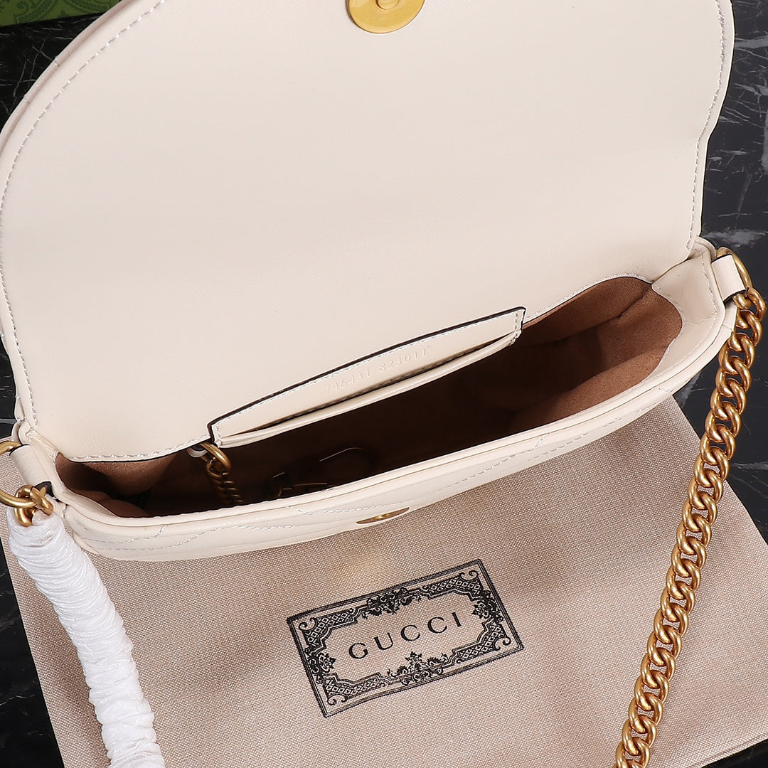 Gucci "Mini GG Marmont Cross Body Bag White"