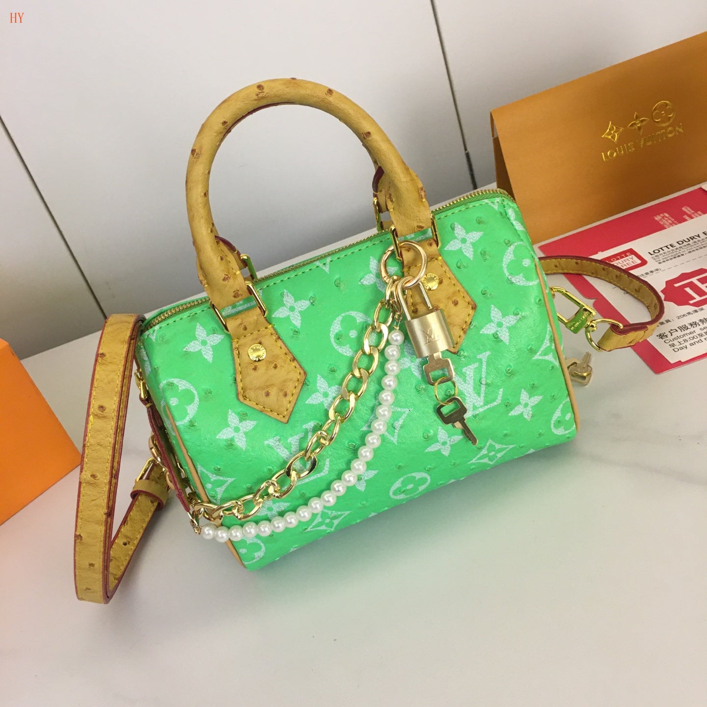 Louis Vuitton "Speedy P9 Ostrich Leather"