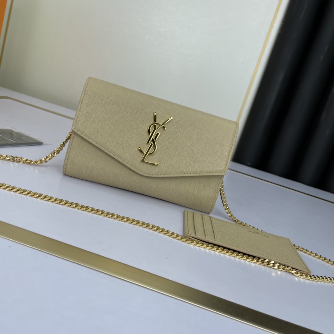 YSL "Uptown Clutch Bag Beige"
