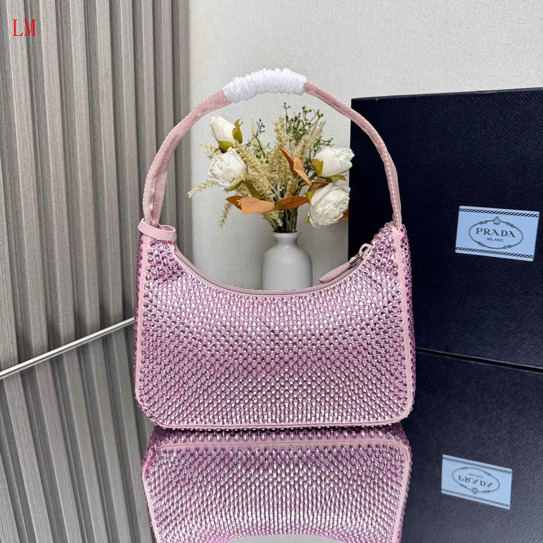 Prada "Pink Crystal Re-Edition Satin mini-bag with Crystals"