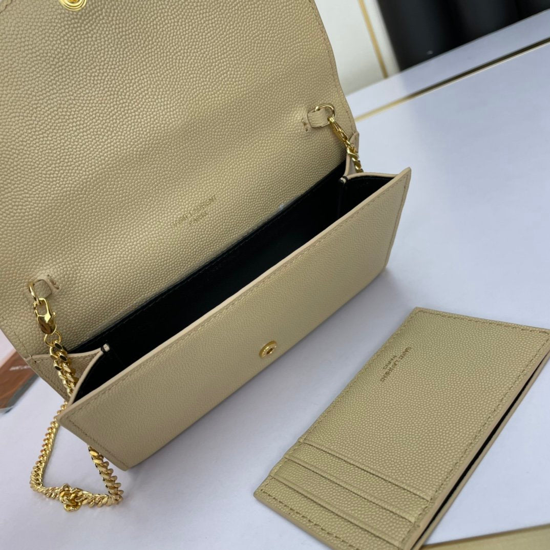 YSL "Uptown Clutch Bag Beige"