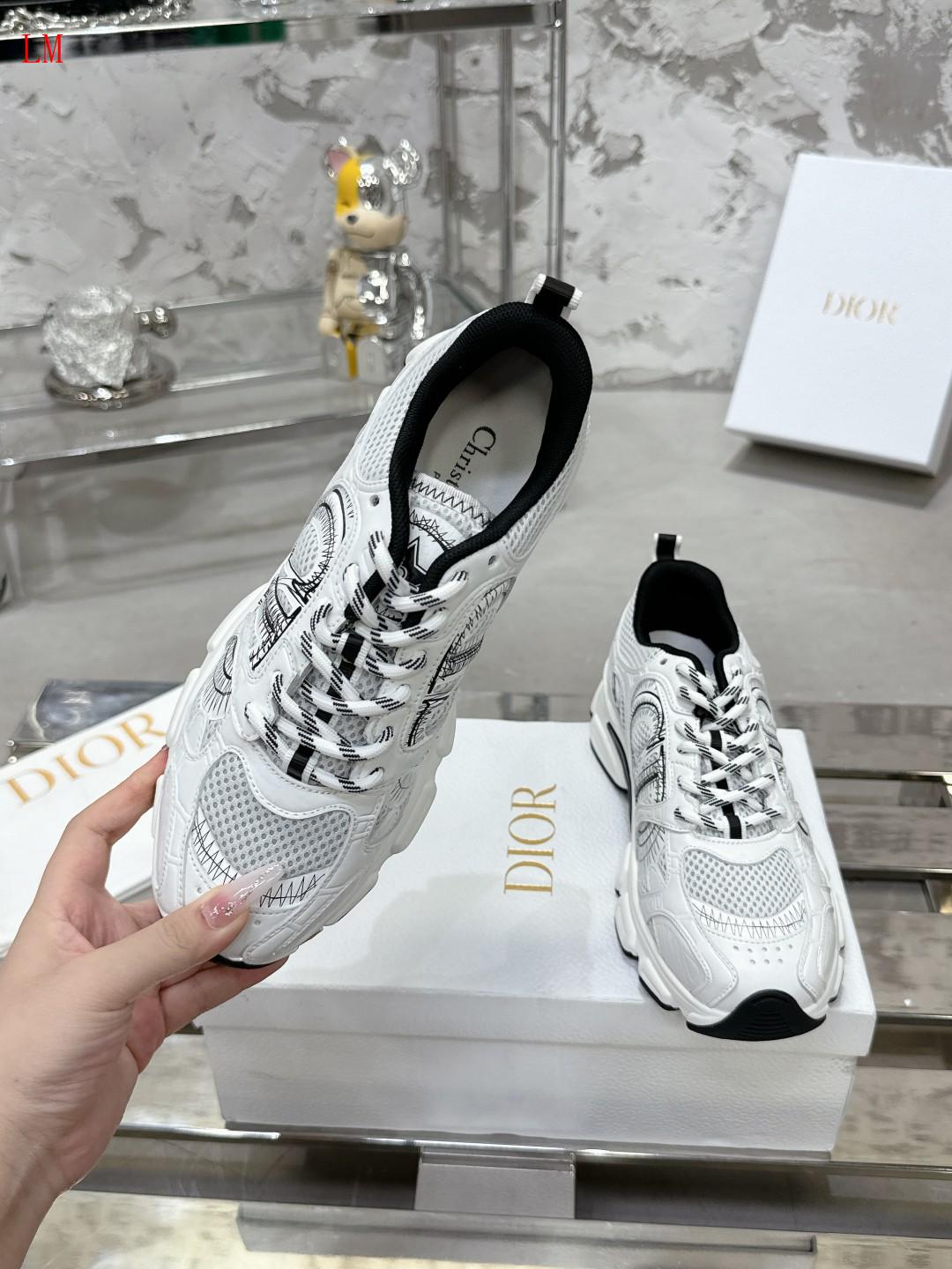 Dior Chrono Sneaker "Mesh with White and Black Leather"
