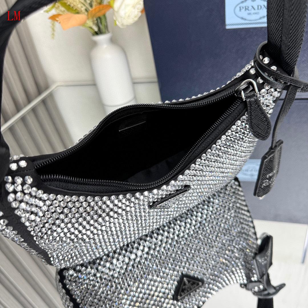 Prada "Crystal Re-Edition Satin mini-bag with Crystals"