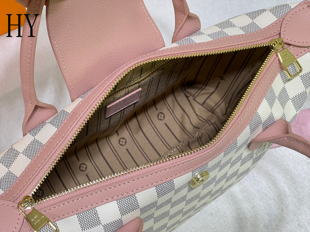 Louis Vuitton "Damier Azur Neverfull White and Pink"