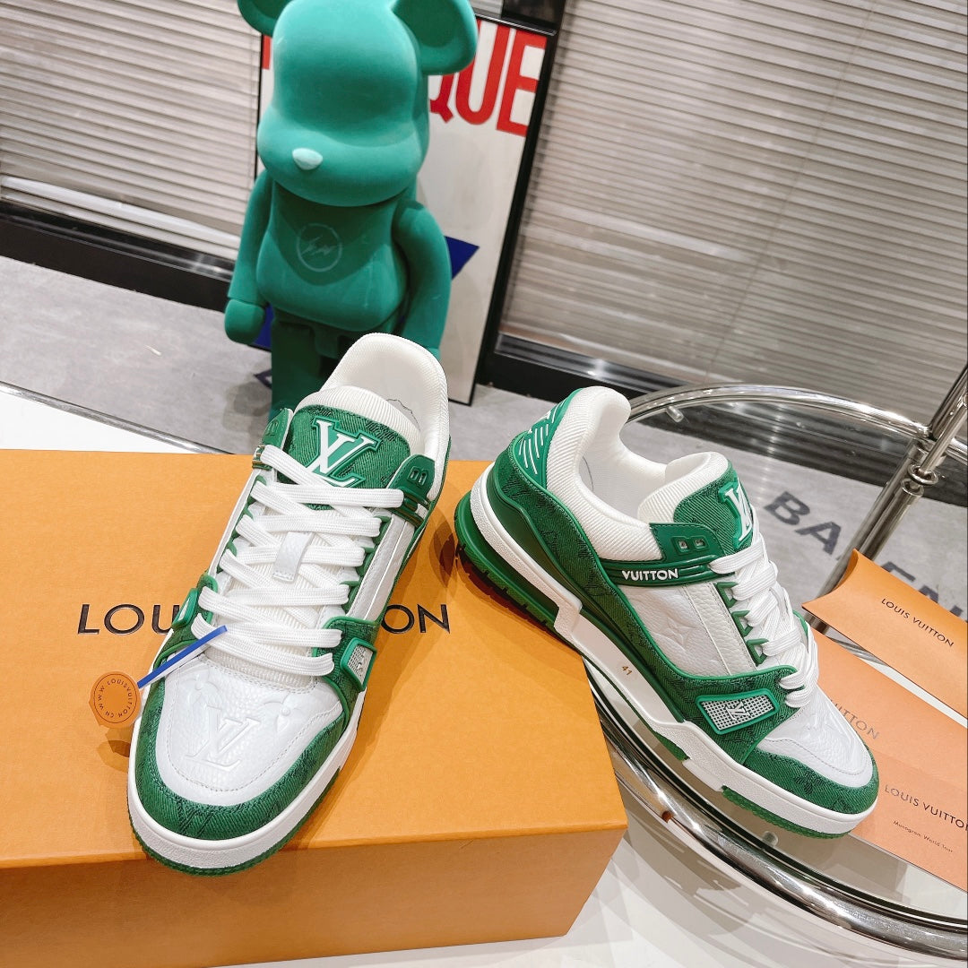 Louis Vuitton Trainer Low "Green Monogram Denim"