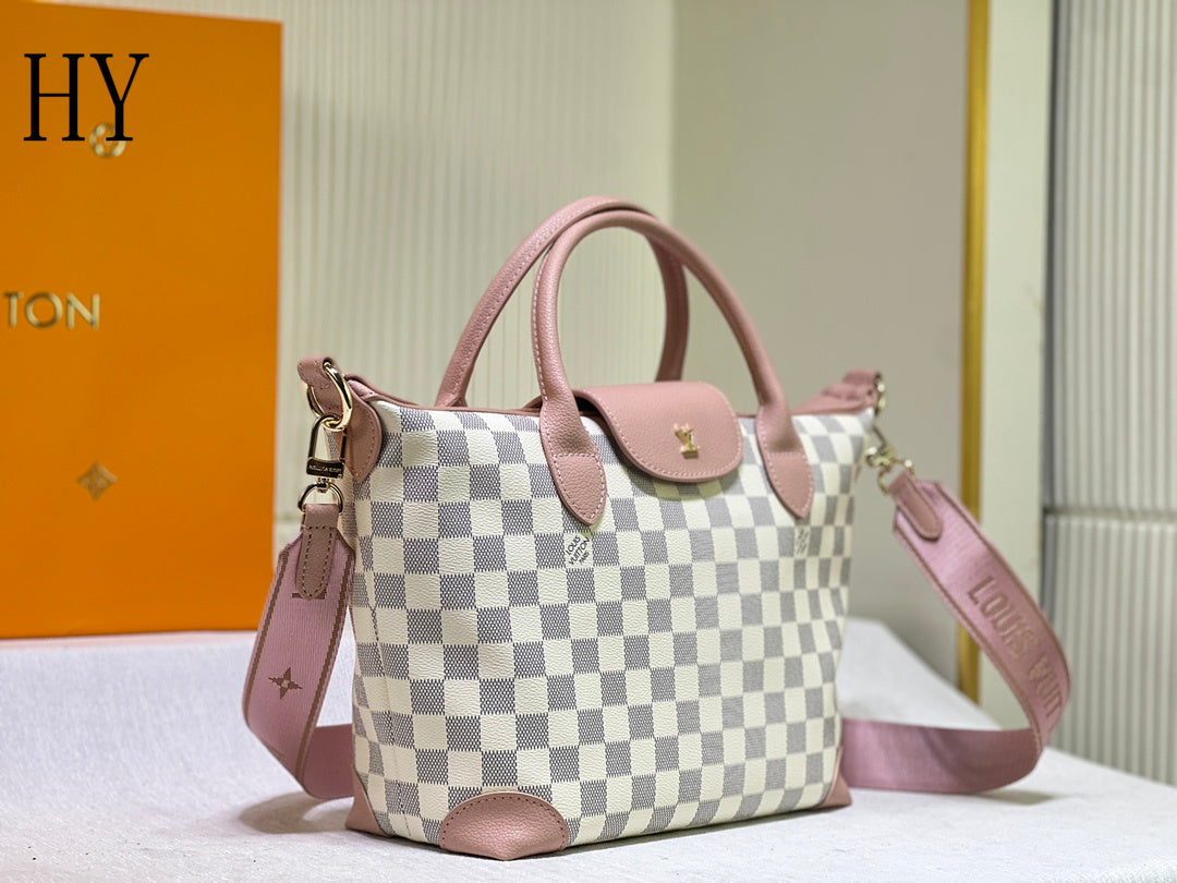Louis Vuitton "Damier Azur Neverfull White and Pink"