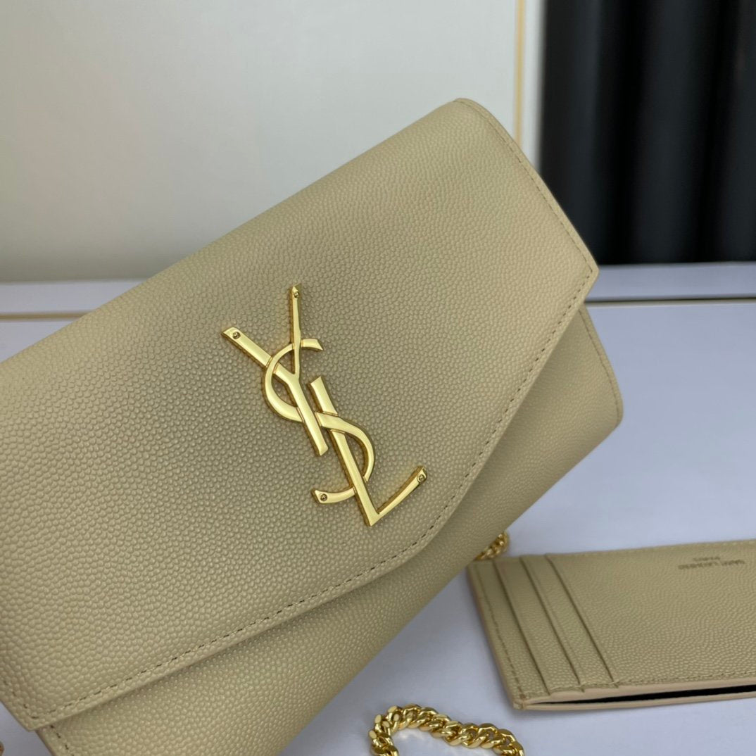 YSL "Uptown Clutch Bag Beige"