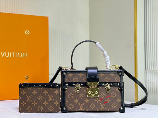 Louis Vuitton "Clutch Trunk Monogram Reverse Black in Coated Canvas"