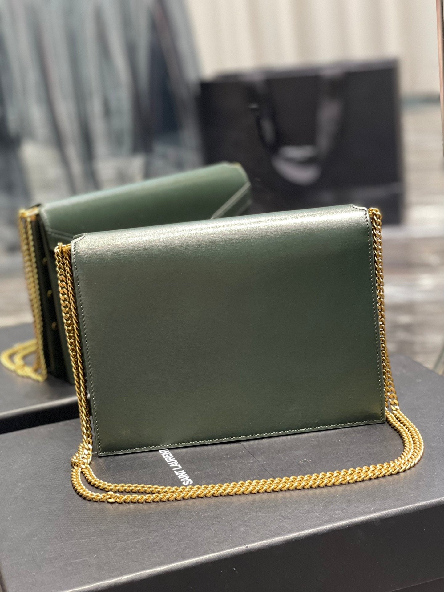 YSL "Cassandra Green Monogram Crossbody"