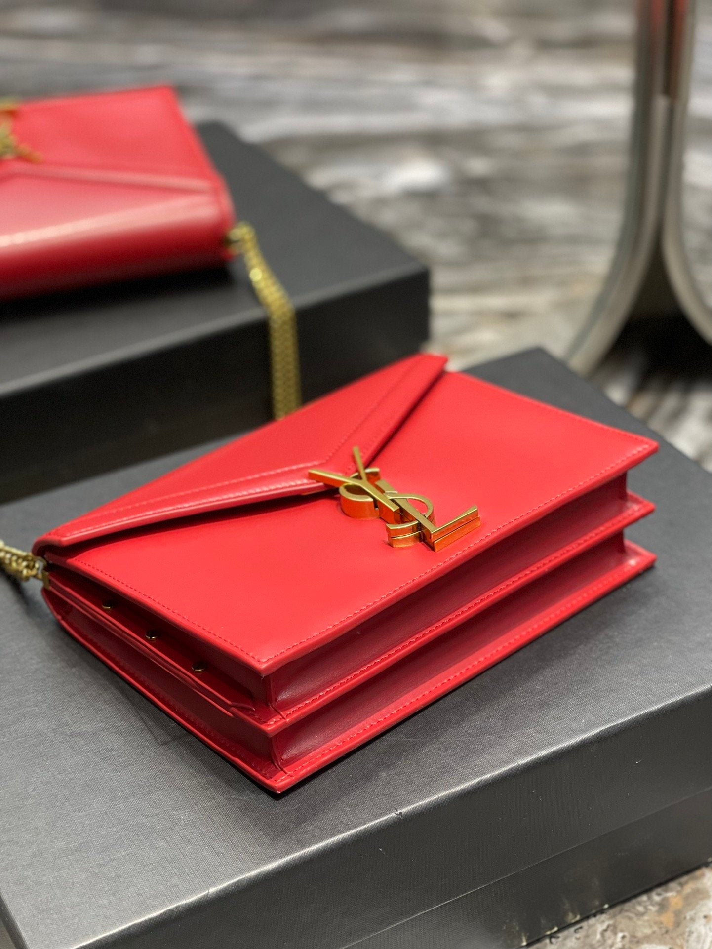 YSL "Cassandra Red Monogram Crossbody"
