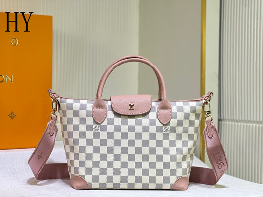 Louis Vuitton "Damier Azur Neverfull White and Pink"