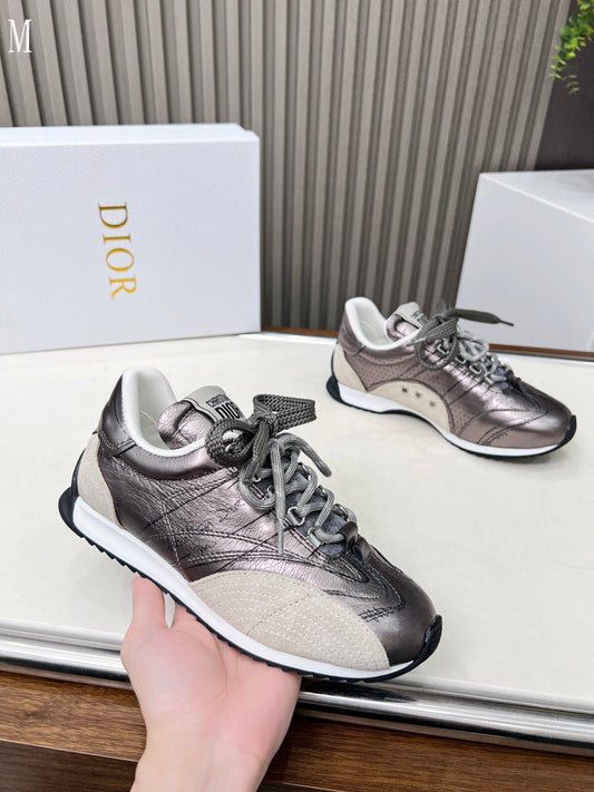 Dior D-Sketch "Silver-Tone Crinkled Lambskin and Laminated Calfskin"