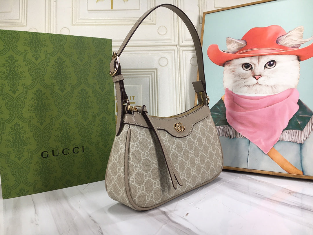 Gucci "ophidia small shoulder bag in beige and white GG"