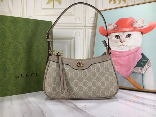 Gucci "ophidia small shoulder bag in beige and white GG"