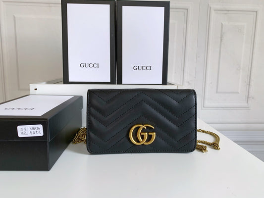 Gucci "Calfskin Matelasse GG Marmont Mini Bag Black"