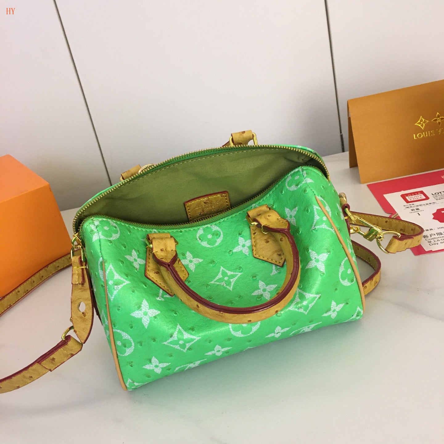 Louis Vuitton "Speedy P9 Ostrich Leather"