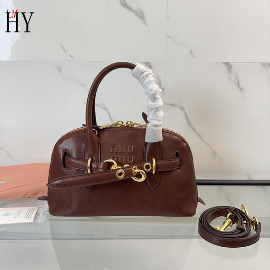 Miu Miu "Black Aventure Leather Top Dark Brown"