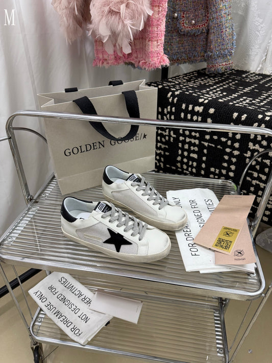 Golden Goose "White Mesh and Leather Superstar Lace Up"