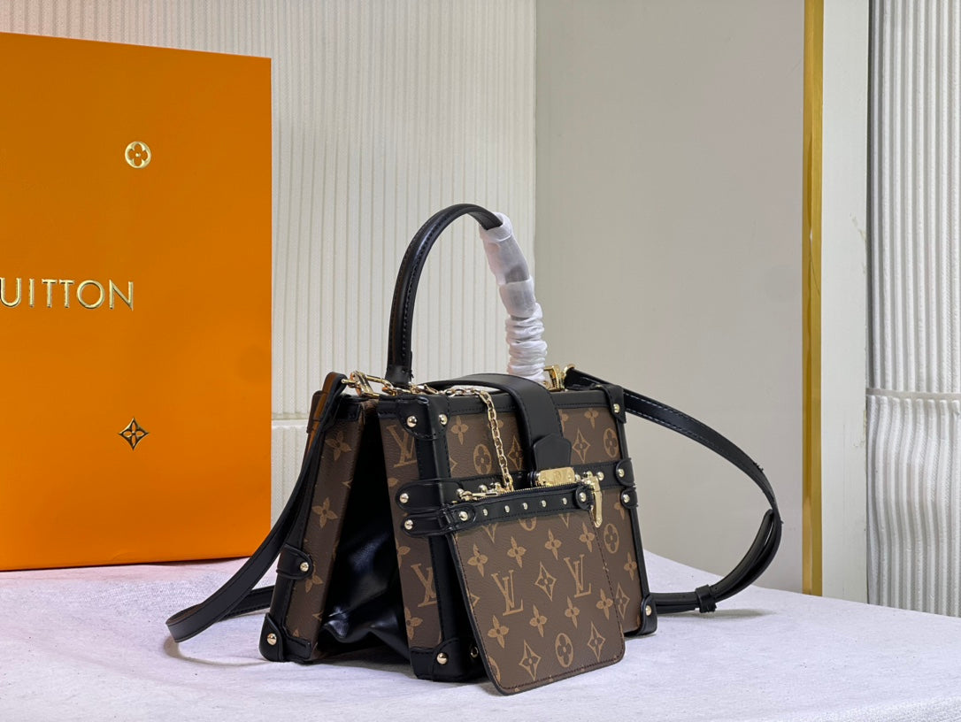 Louis Vuitton "Clutch Trunk Monogram Reverse Black in Coated Canvas"