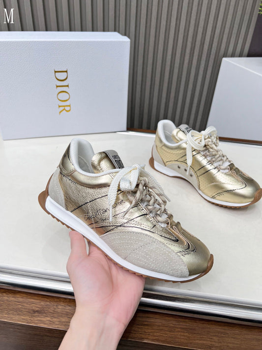 Dior D-Sketch "Gold-Tone Crinkled Lambskin and Laminated Calfskin"
