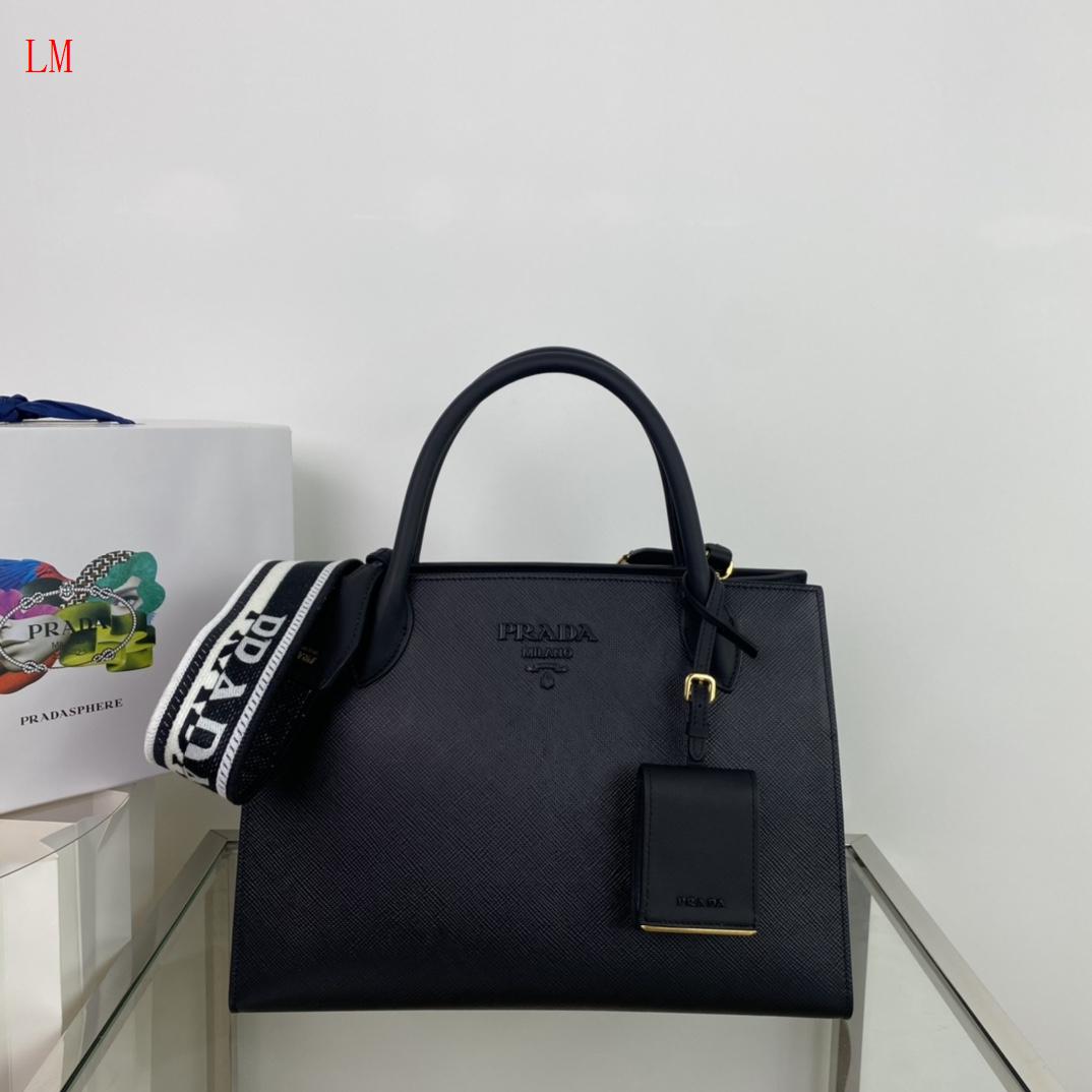 Prada "Black Saffiano Leather Monochrome Tote"