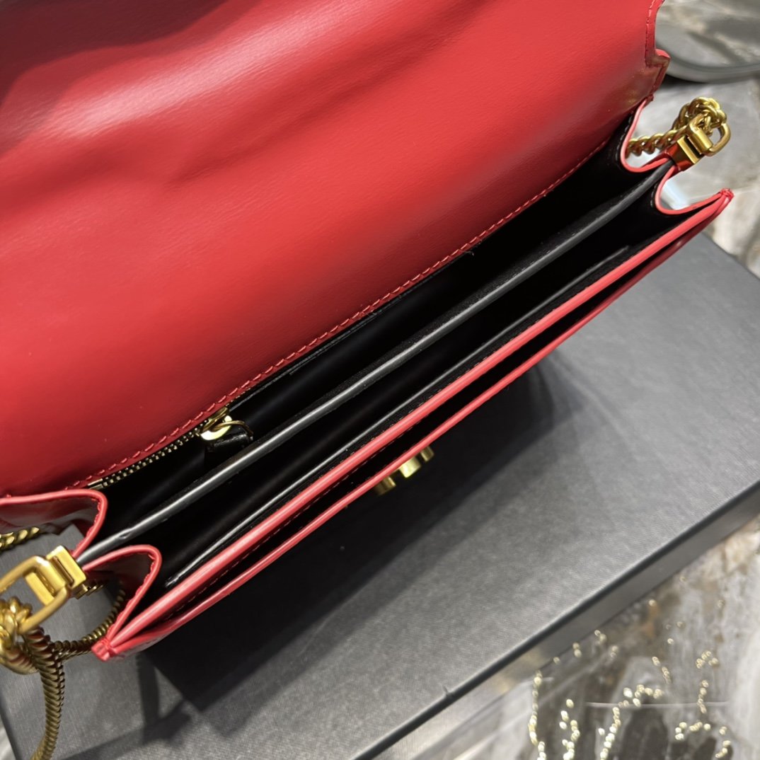 YSL "Cassandra Red Monogram Crossbody"