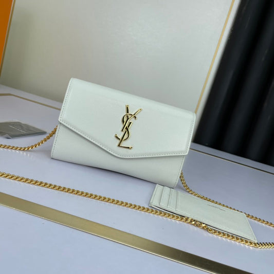 YSL "Uptown Clutch Bag White"