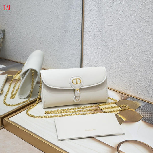 Dior "Bobby East-West Pouch With Chain White"