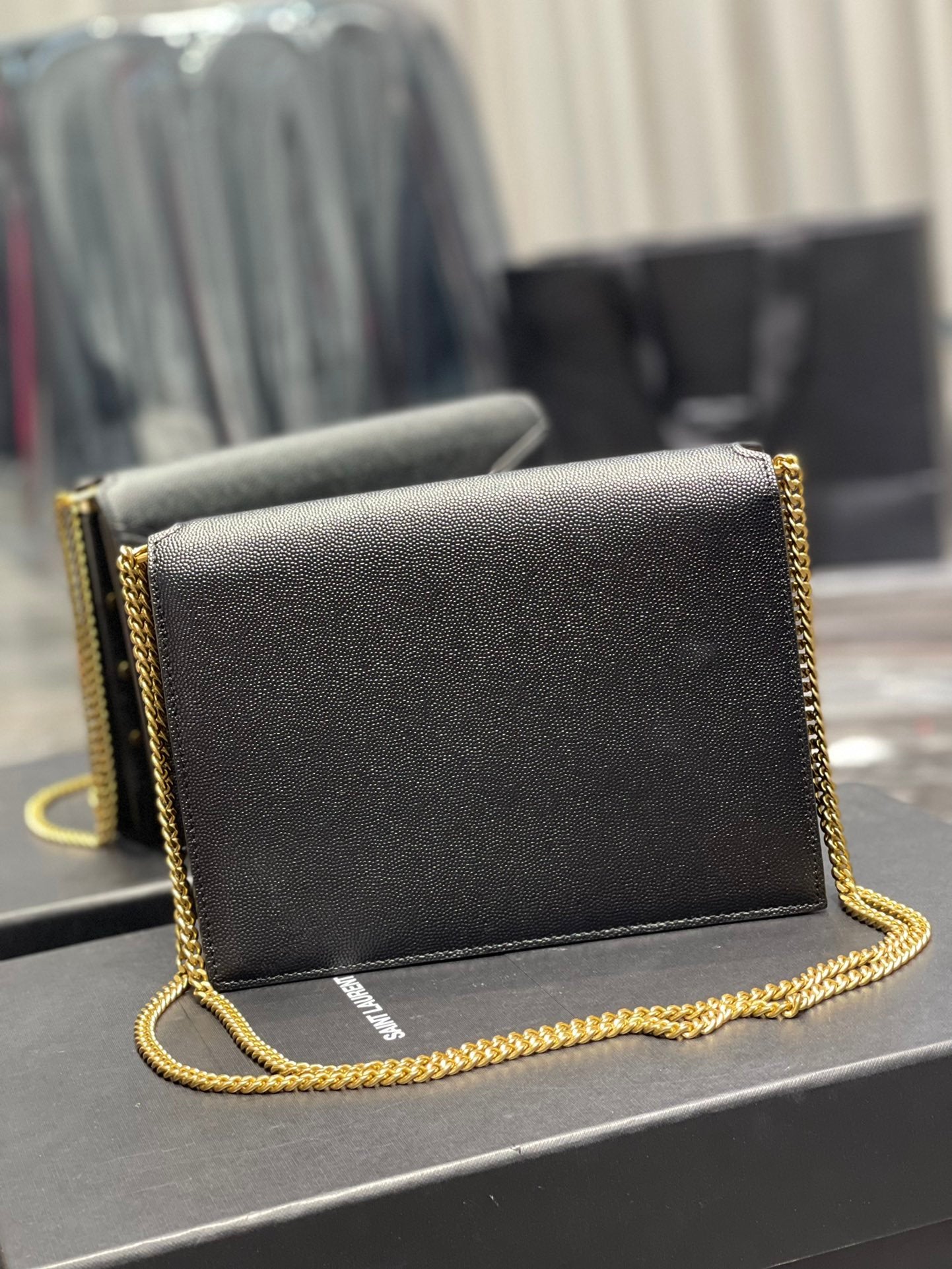 YSL "Cassandra Monogram Clasp Leather Crossbody"